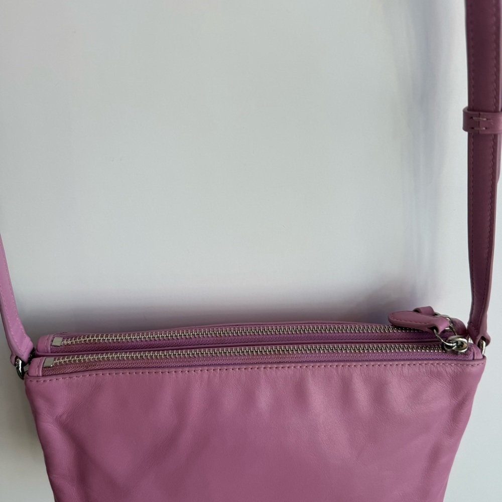 Coach Crosby 36552 Pink Crossbody Calf Leather Double Zipper TurnLock Purse - Picture 4 of 16